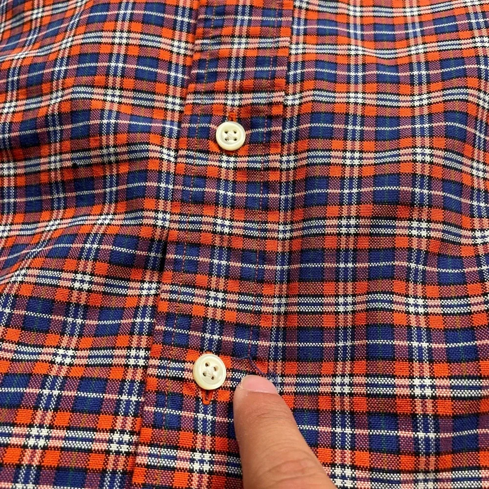 Polo Ralph Lauren Plaid Button Down Shirt Mens 2XLT Tall Orange Blue Cotton